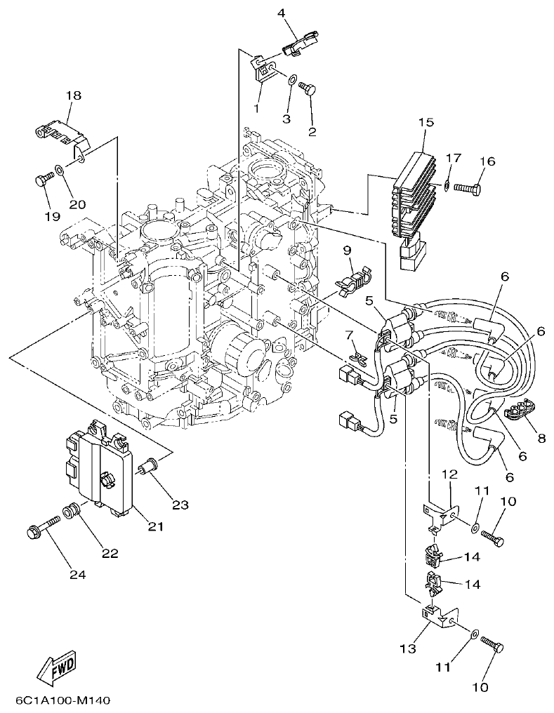 Yamaha F40H, F50H, F60F ELECTRICAL 1 parts diagram